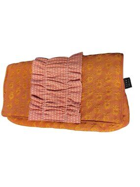 Lisa Lill Studio Clutch Purse Orange Brown, Pink Ruffle Boho Snap Close